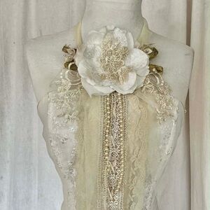 Handmade Upcycled Lace Statement Necklace - OOAK Elena Collection